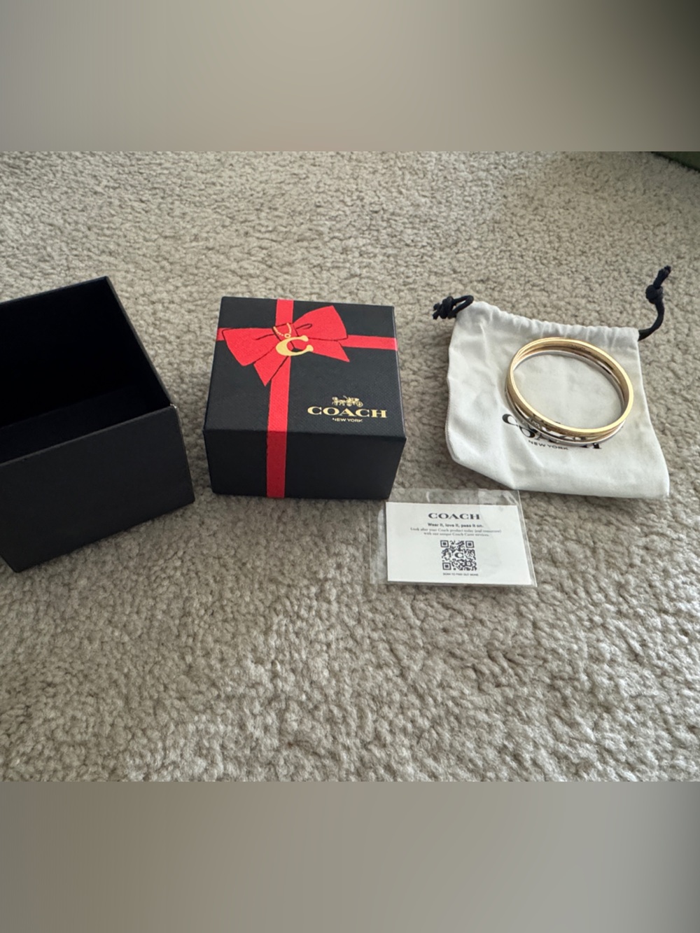 COACH Gold Tone Bangle Bracelets with Gift Box BRAND NEW